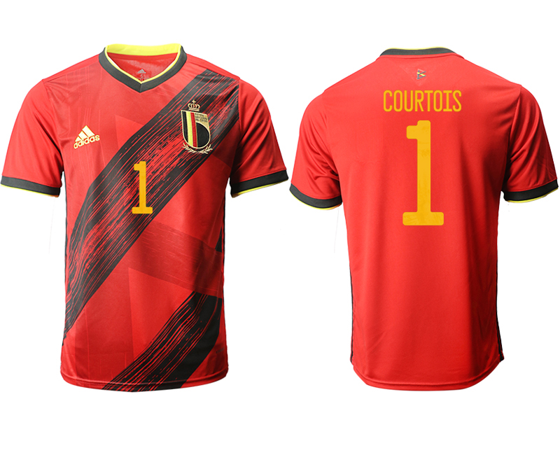 Men 2021 European Cup Belgium home aaa version red #1 Soccer Jersey->belgium jersey->Soccer Country Jersey